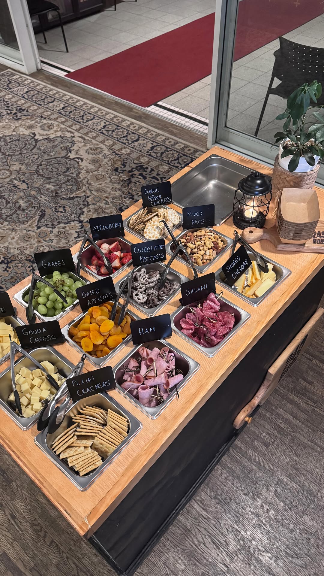 249 Bitez charcuterie cart set up and live.